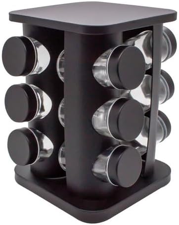 Porta Tempero Condimentos Giratório Preto Com 12 Potes 85ml Preto