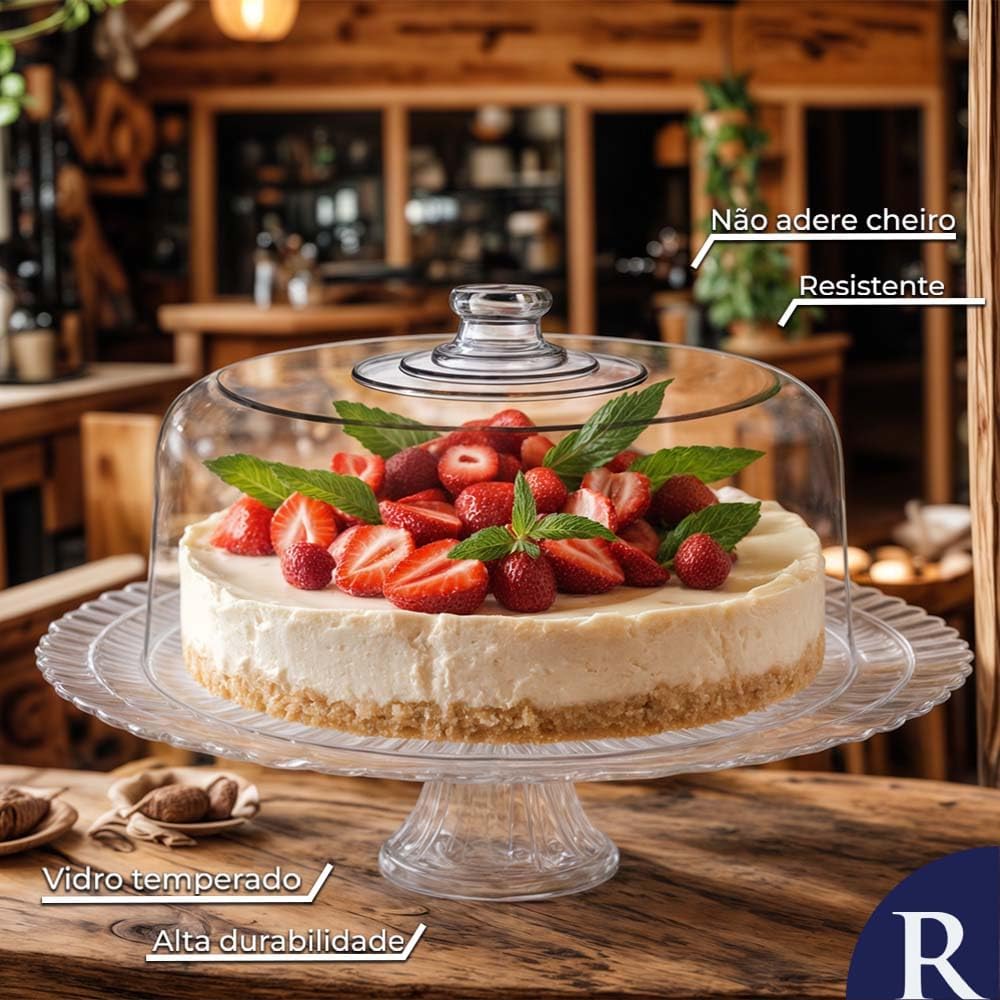 Boleira Verona Ruvolo om Tampa Acrílica e Prato de Vidro