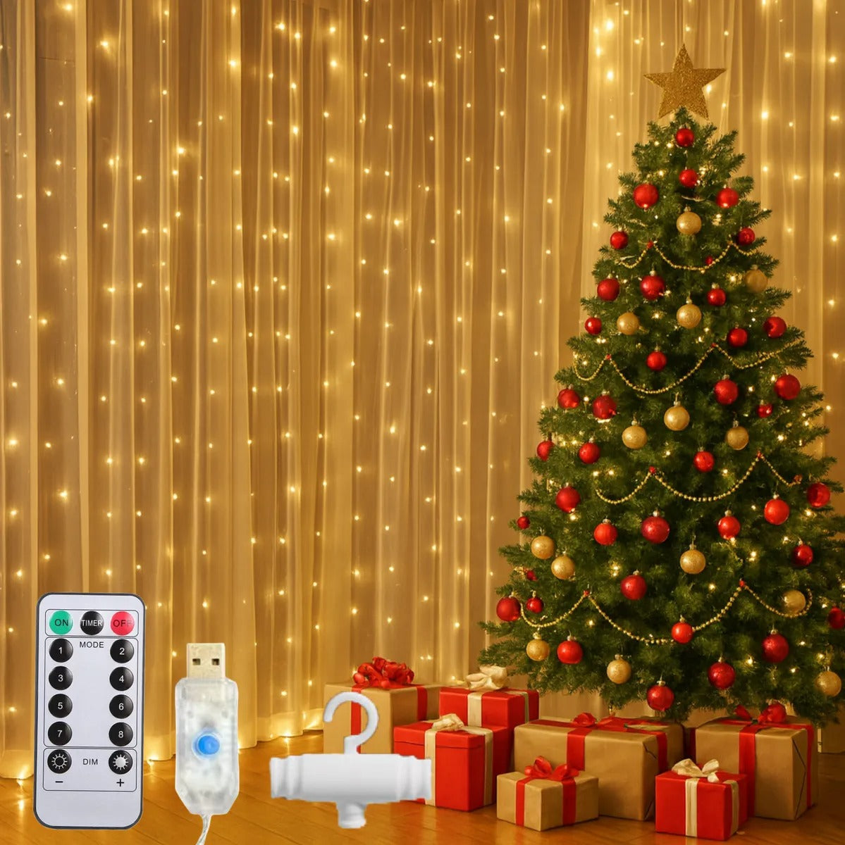 Cortina Led Amarela 3x3 Metros Festa Casamento Eventos Natal Iluminação