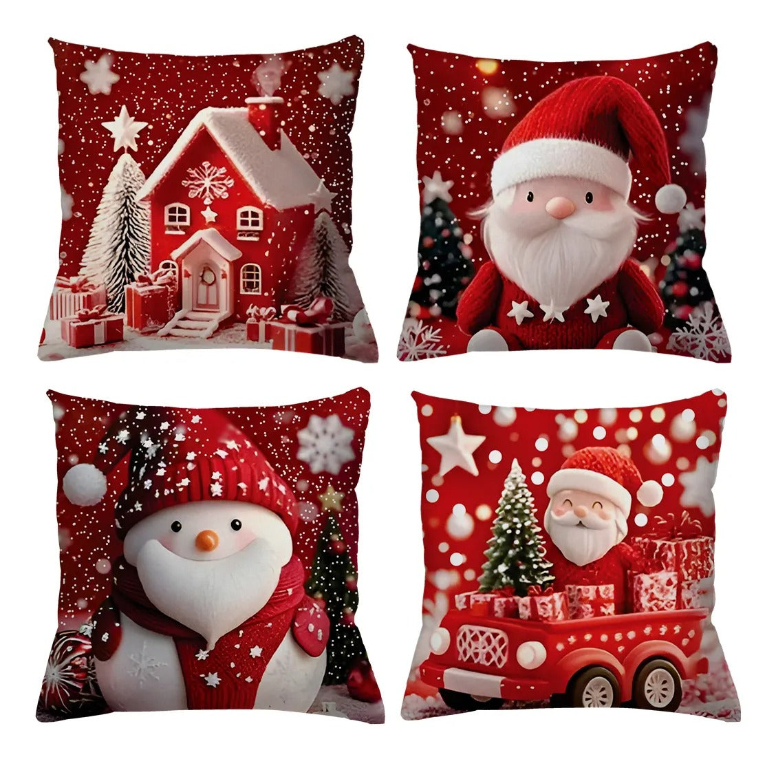 Kit 4 Capas De Almofadas Decorativas Natal Boneco De Neve 20