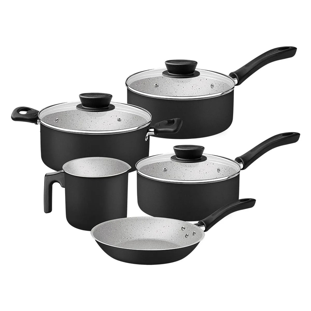 Jogo de Panelas Linz 5 Peças Alumínio Revestimento Interno Antiaderente Starflon Max Preto 28299005 - Tramontina