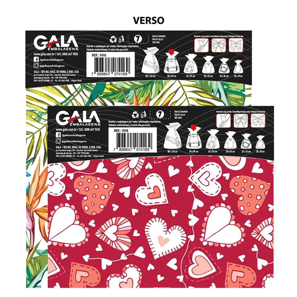 Saco de Presente Laminado Adulto Feminino Estampa Romântica Sortida 58x89cm 8255 - Gala