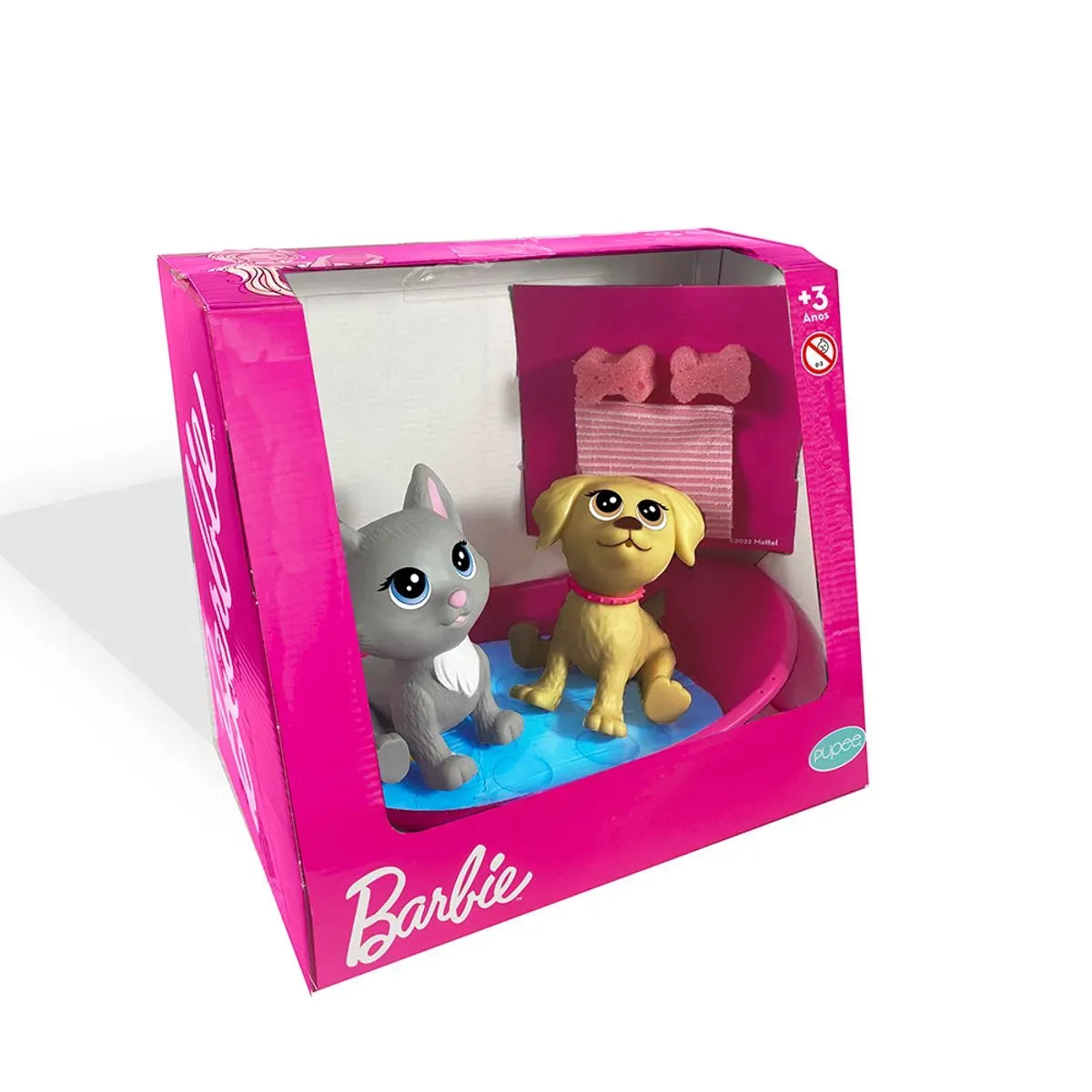 Mini Pets da Barbie Hora do Banho Mini Gata E Mini Taffy Com Acessórios 1299 - Pupee