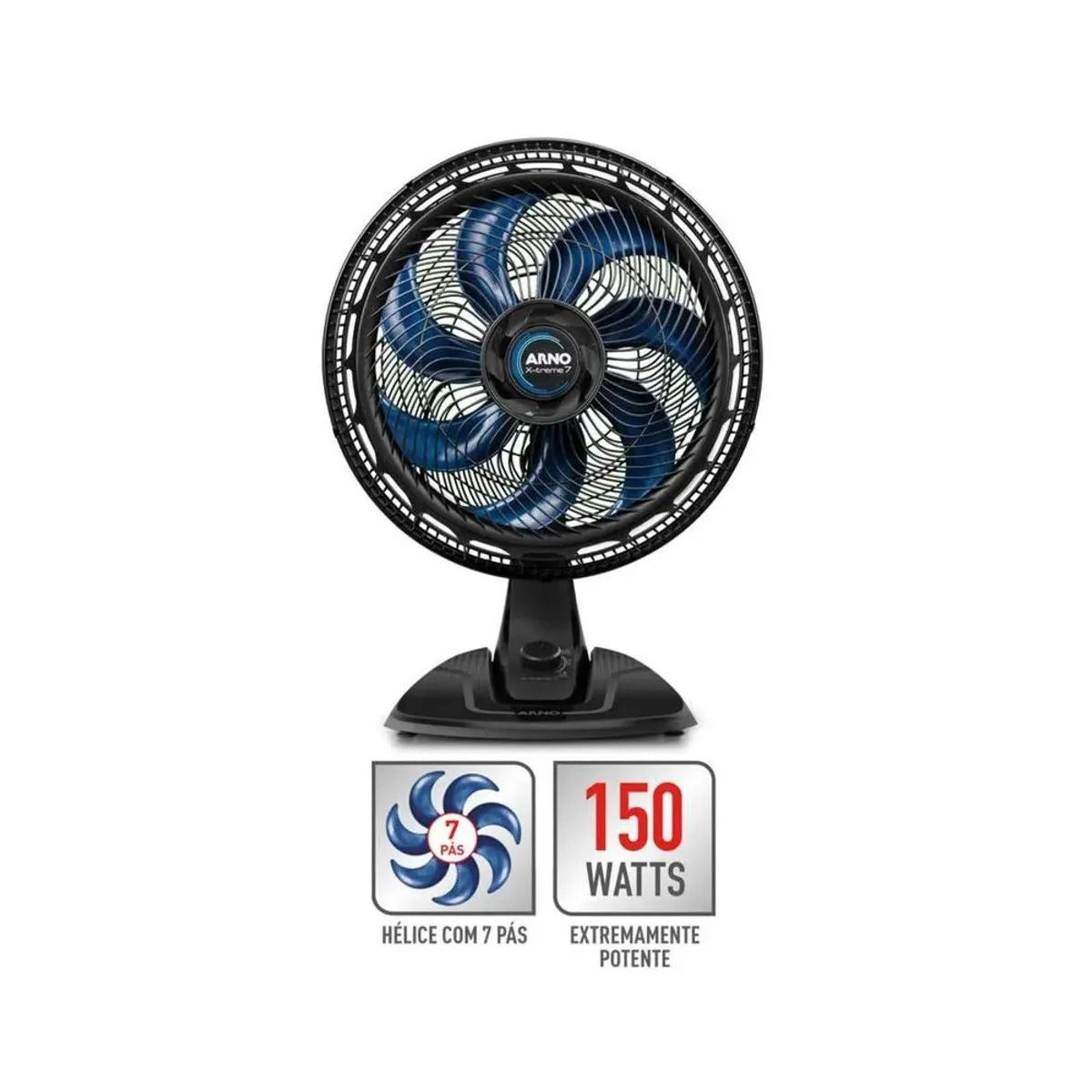 Ventilador de Mesa X-treme Ve70 40cm 7 Pás Preto/Azul 150w 127v 2720017321 - Arno