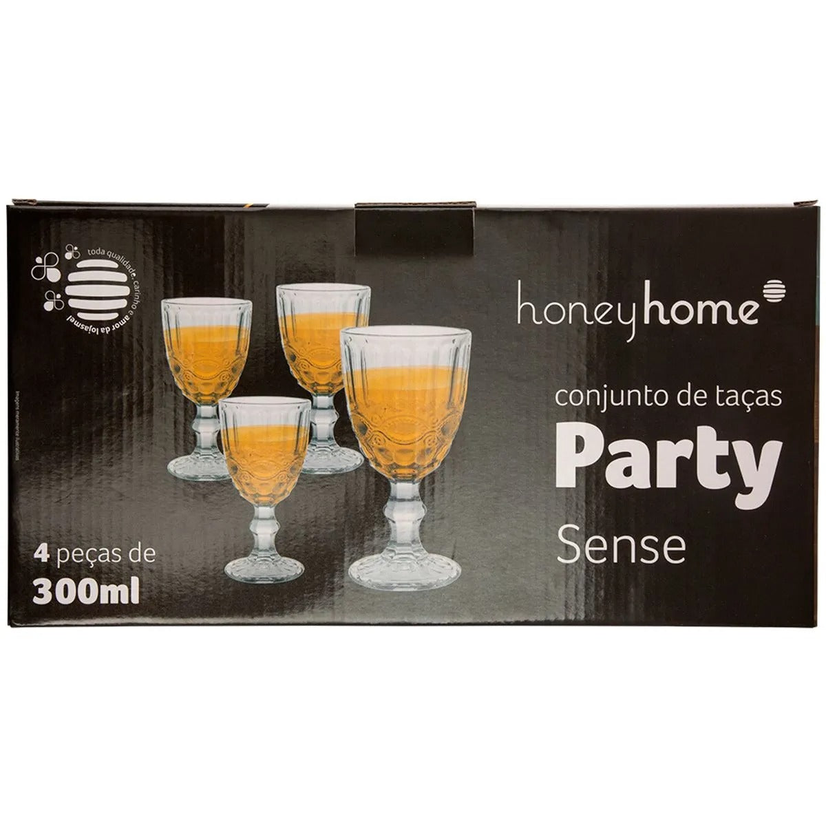 Conjunto De Taças de Vidro 300ml 4 Peças Party Sense - honeyhome