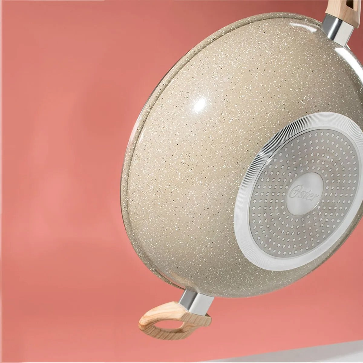 Panela Wok com Tampa Revestimento Cerâmico e Indução Alumínio Cinza Claro 31cm 13859702 - Oster Home