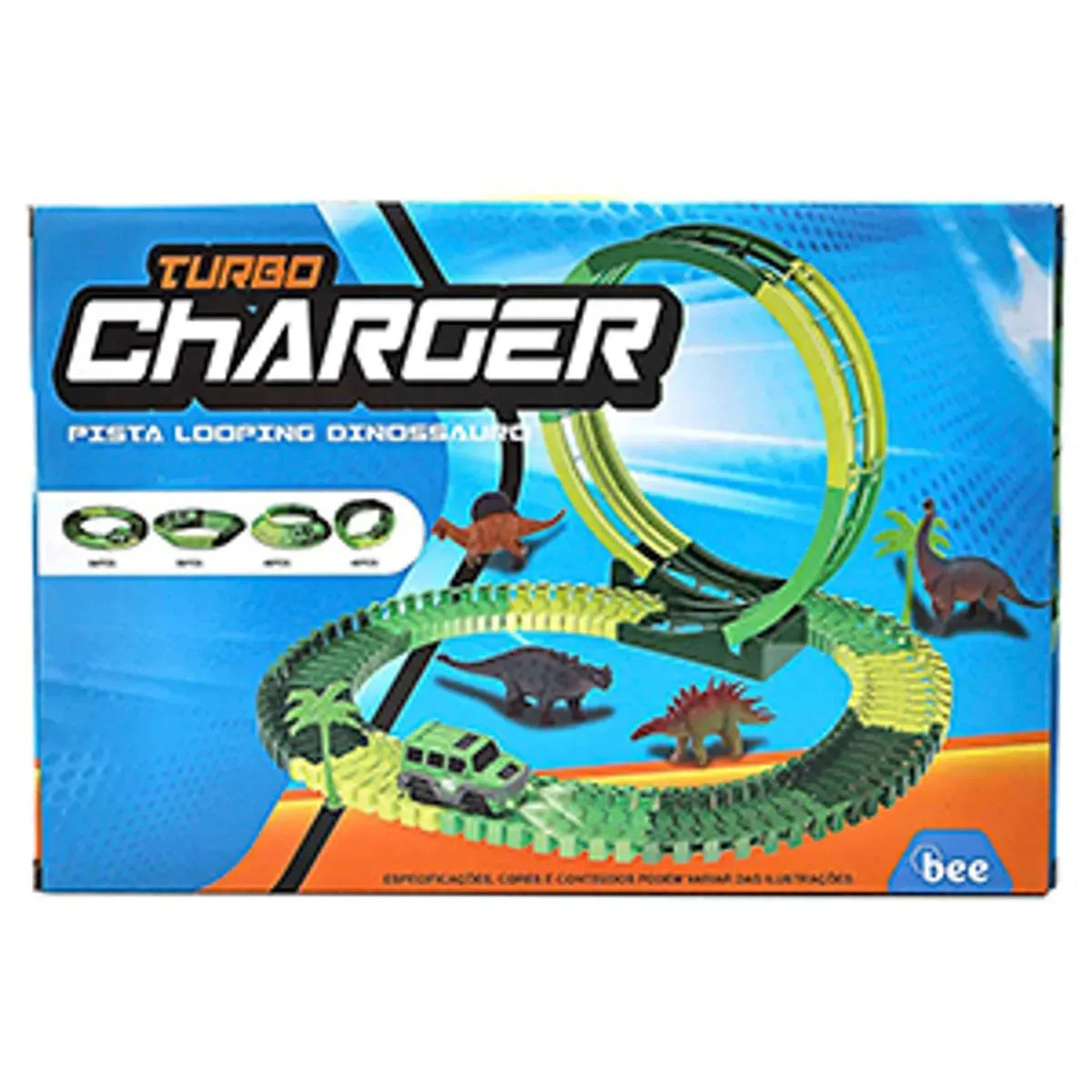 Pista Looping Dinossauro Plástico Verde 92 Peças - bee