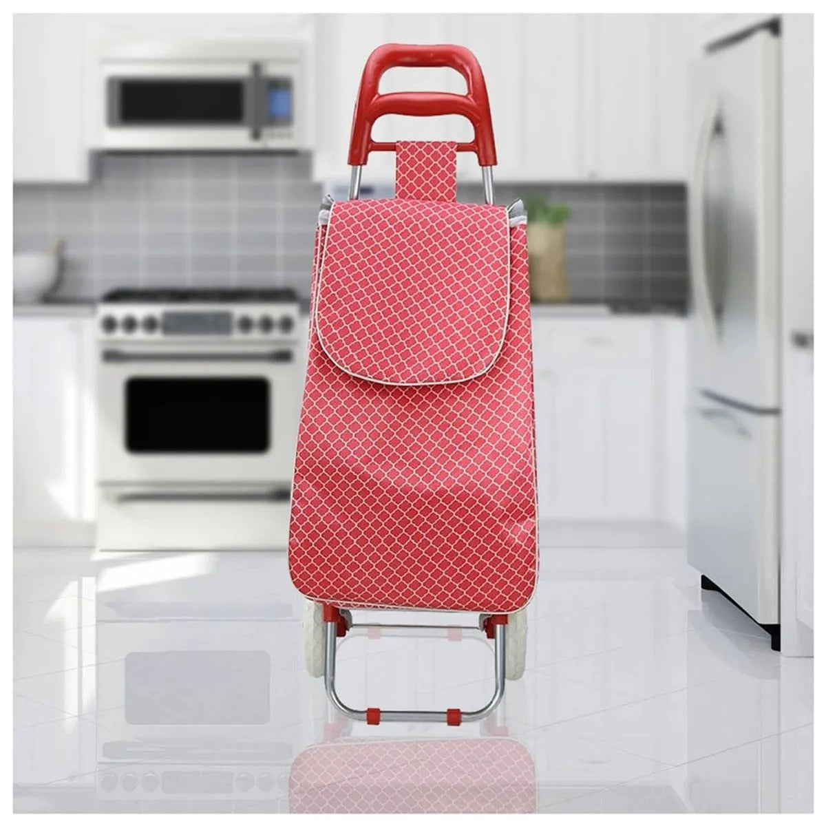 Carrinho de Feira Multiuso em Metal e Tecido 100% Poliéster Sortido - honeyhome