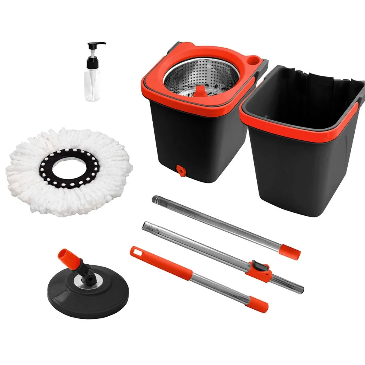 Mop Giratório Duo Aço Inox Vermelho E Cinza 126042801011 - Powermaid