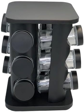 Porta Tempero Condimentos Giratório Preto Com 12 Potes 85ml Preto