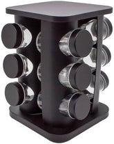 Porta Tempero Condimentos Giratório Preto Com 12 Potes 85ml Preto