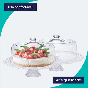 Boleira Verona Ruvolo om Tampa Acrílica e Prato de Vidro