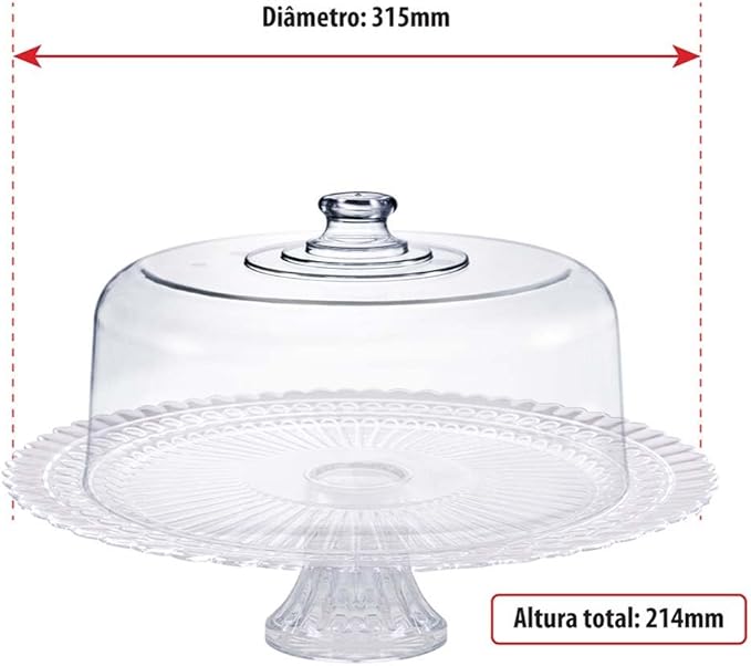 Boleira Verona Ruvolo om Tampa Acrílica e Prato de Vidro