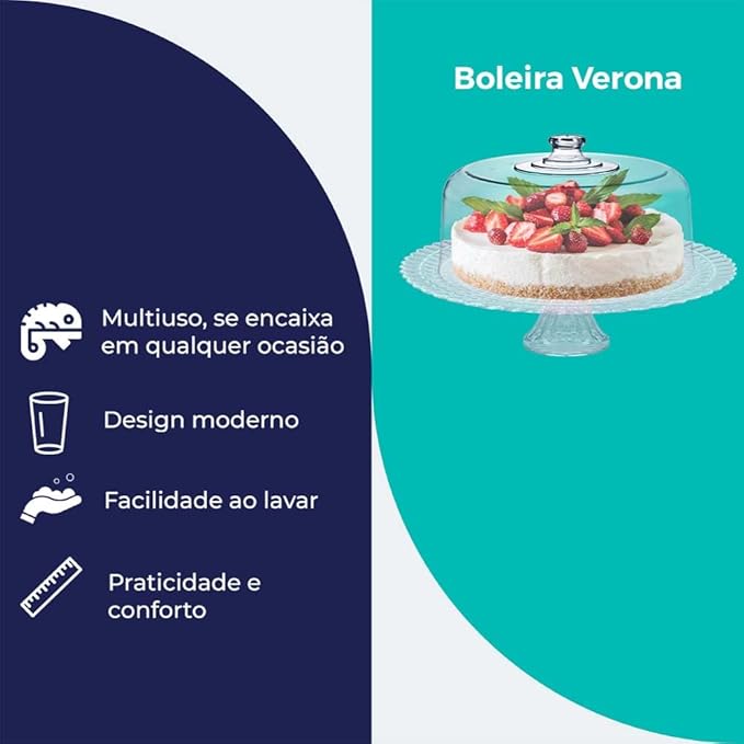Boleira Verona Ruvolo om Tampa Acrílica e Prato de Vidro