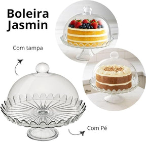 Boleira de Vidro Pétalas de Jasmin com Pé 24cm