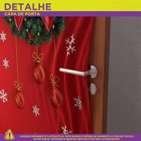 Painel Capa De Porta Natal Guirlanda em Tecido Decorativo 0,85x2,10m Com Elástico