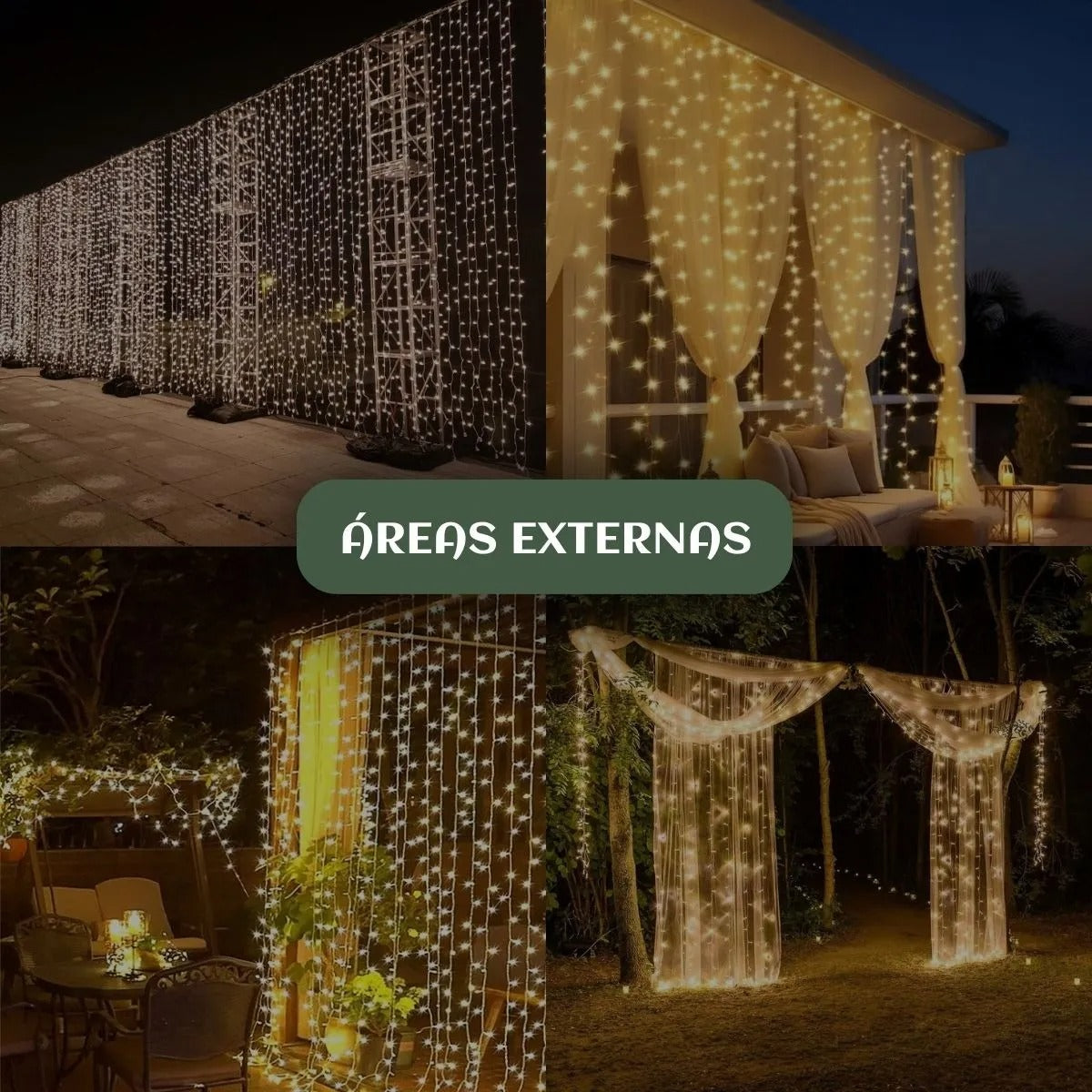 Cortina 3x3m Pisca Pisca 300 Leds Bivolt Decoração De Natal - Branco Quente