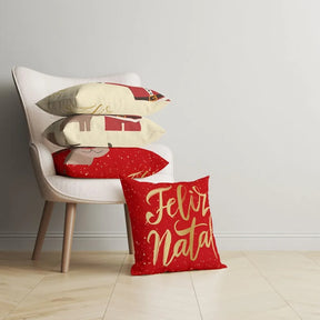 Kit 4 Capas Almofadas Decorativas Natal Papai Noel Vermelho
