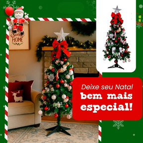 Kit Árvore De Natal 1,20m Decorada Verde Pinheiro Canadense Cheios Grande Pé De Ferro Premium