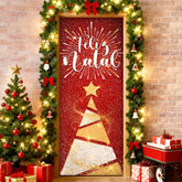Painel Capa De Porta Natal Glitter Sublimado Para Decoração 0,85x2,10m Veste Fácil