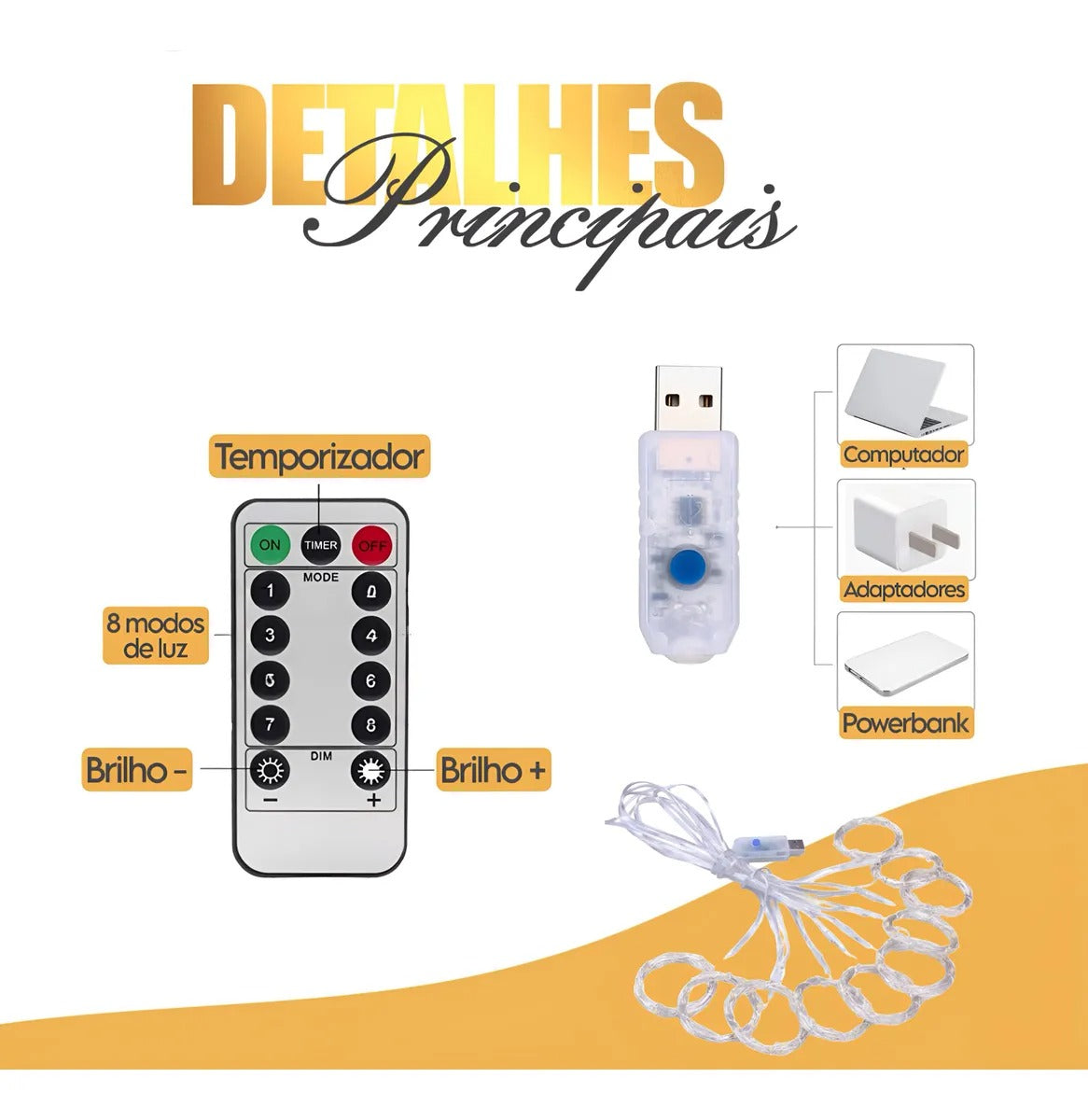 Cortina Led Amarela 3x3 Metros Festa Casamento Eventos Natal Iluminação