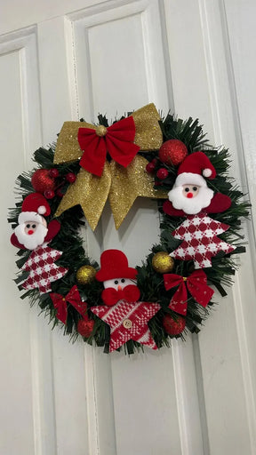 Guirlanda De Papai Noel Com Laços E Enfeites Vermelho Natal