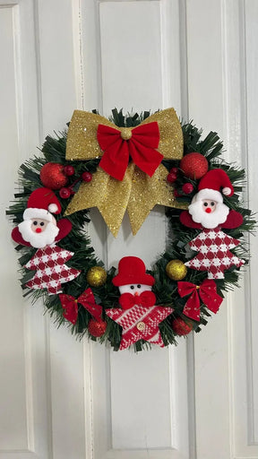 Guirlanda De Papai Noel Com Laços E Enfeites Vermelho Natal