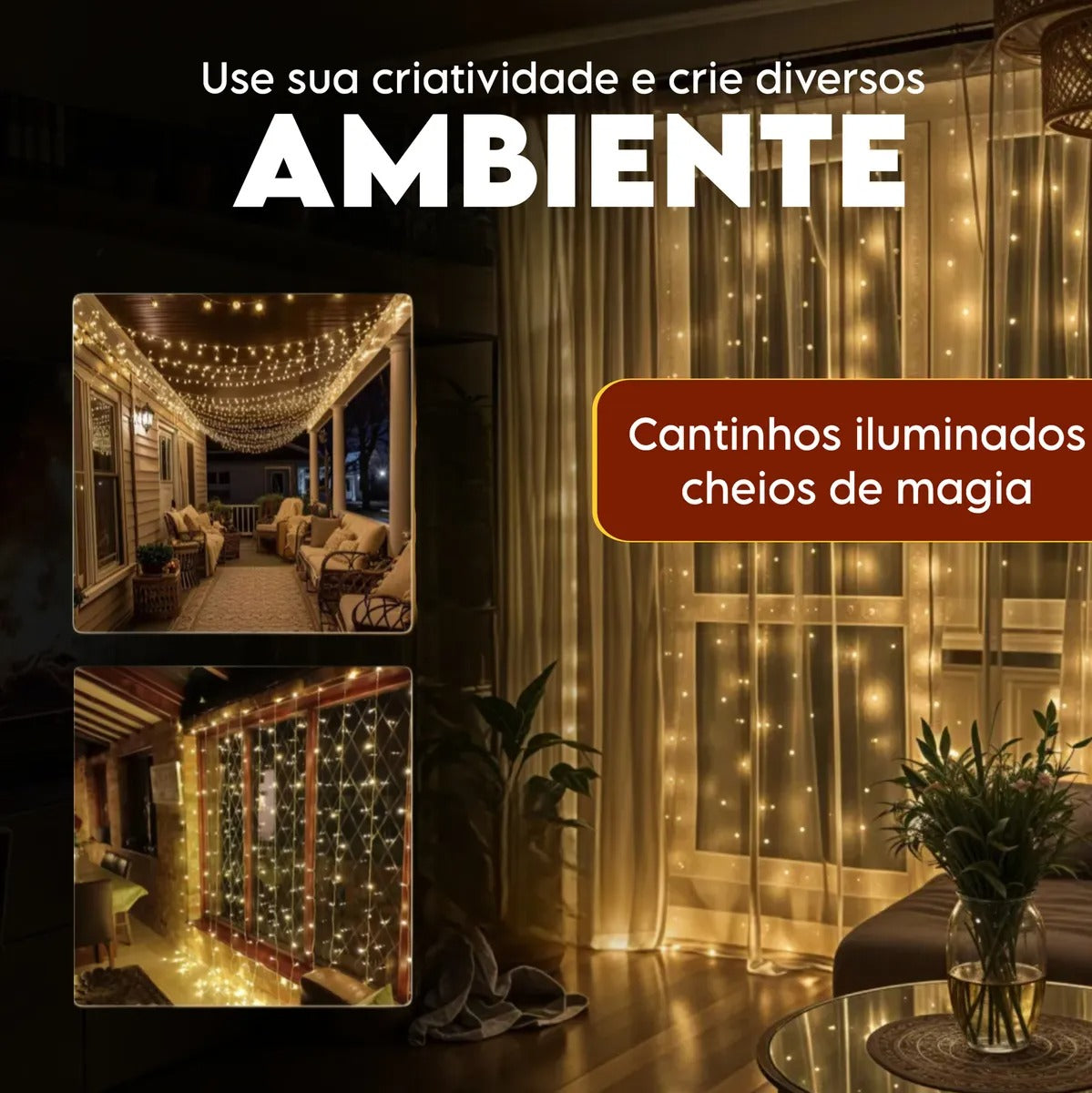 Cortina Led Amarela 3x3 Metros Festa Casamento Eventos Natal Iluminação