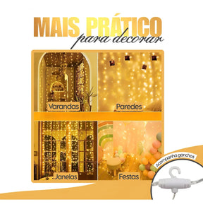 Cortina Led Amarela 3x3 Metros Festa Casamento Eventos Natal Iluminação