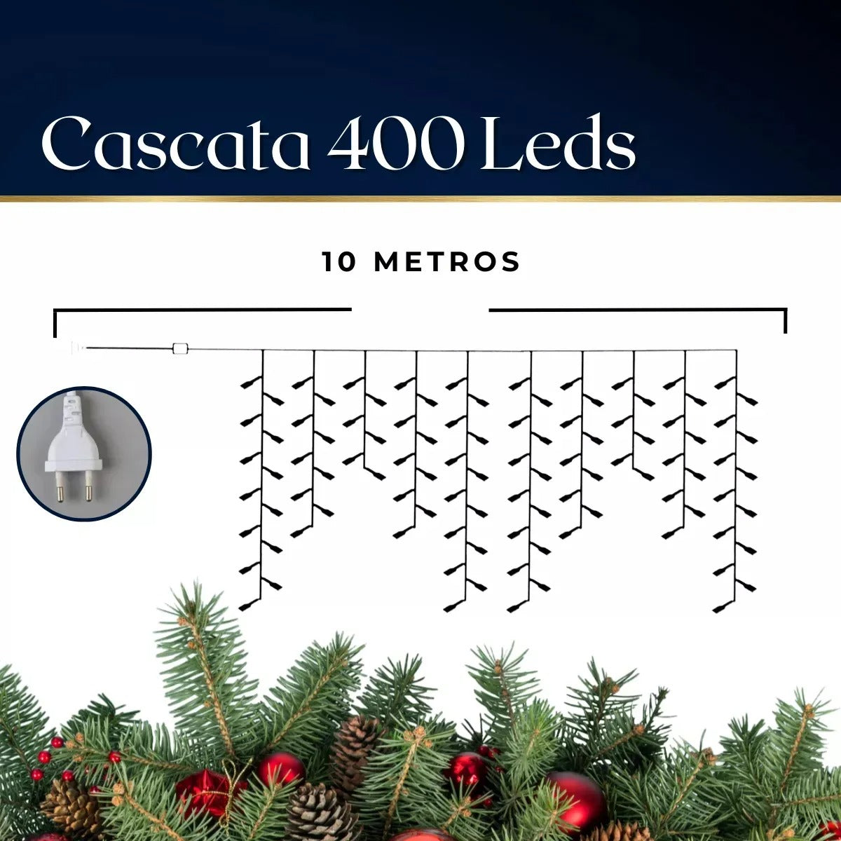 Cascata 400 Led 10m Natal Prova D'água Cor Branco Quente