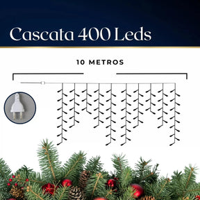 Cascata 400 Led 10m Natal Prova D'água Cor Branco Quente