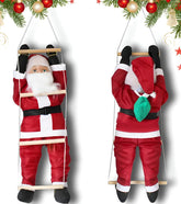 Boneco Papai Noel Na Escada Decoração De Natal Enfeite Natalino Subindo Na Escada Pendente Grande Com 60 Cm