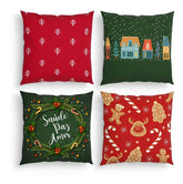 Kit 4 Capas De Almofadas Decorativas Natal Vermelha E Verde