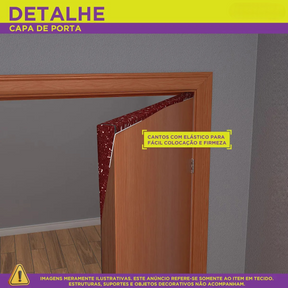 Painel Capa De Porta Natal Glitter Sublimado Para Decoração 0,85x2,10m Veste Fácil