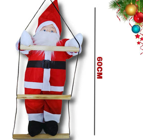 Boneco Papai Noel Na Escada Decoração De Natal Enfeite Natalino Subindo Na Escada Pendente Grande Com 60 Cm