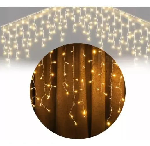 Cascata 400 Led 10m Natal Prova D'água Cor Branco Quente