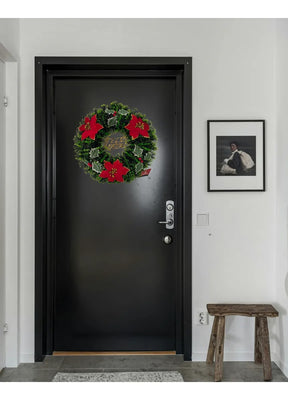 Guirlanda De Feliz Natal Especial Enfeite De Porta 40cm Verde Escuro