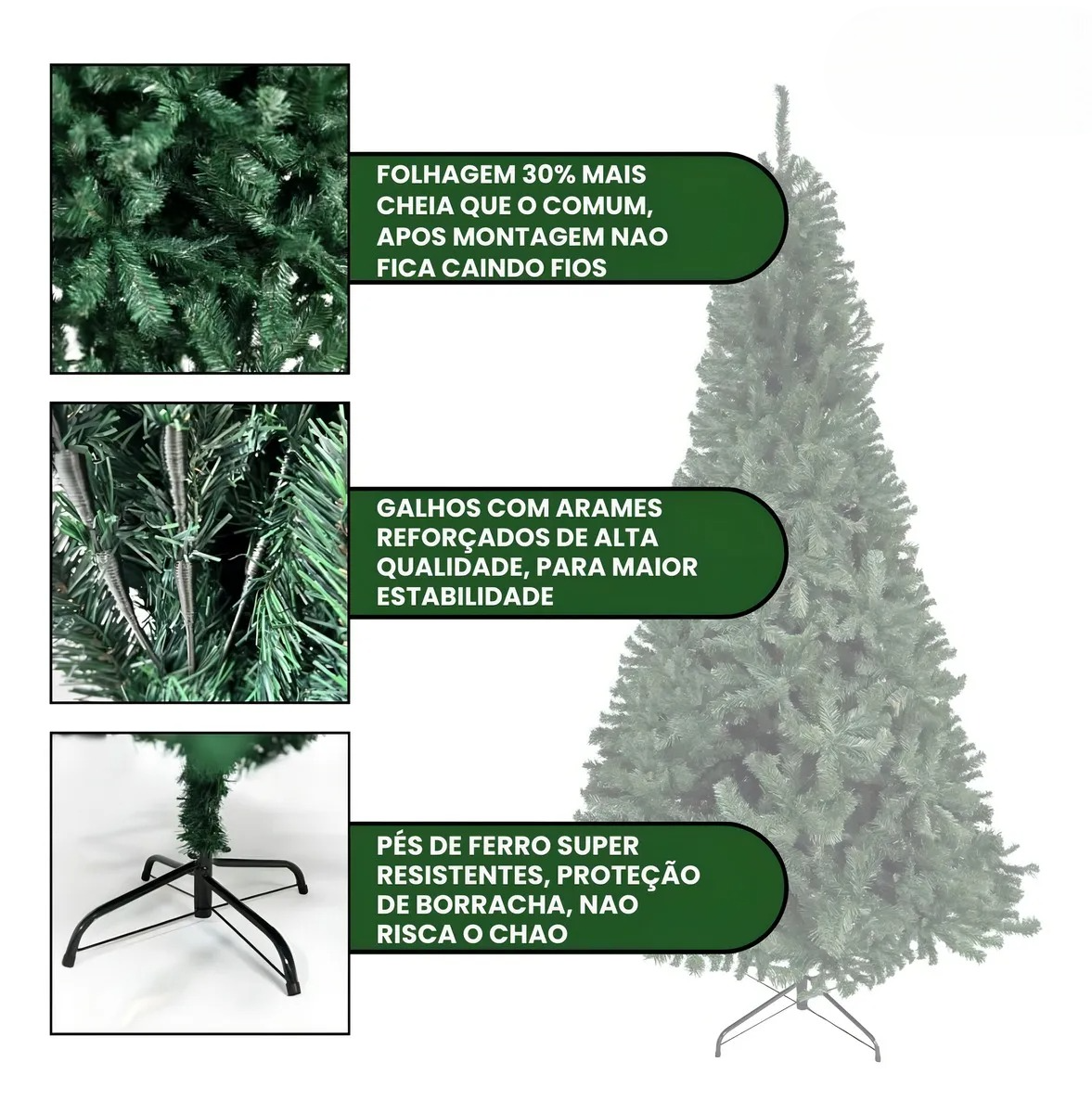 Árvore De Natal Pinheiro Canadense Luxo 2,70m 2000 Galhos Tradicional Verde Imperial Premium Grande Cheia