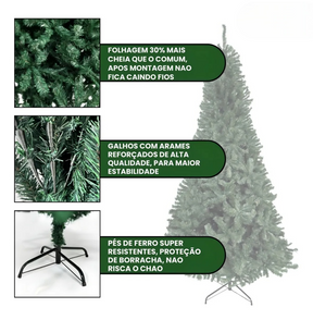 Árvore De Natal Pinheiro Canadense Luxo 2,70m 2000 Galhos Tradicional Verde Imperial Premium Grande Cheia