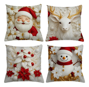 Kit 4 Capas De Almofadas Decorativas Natal Papai Noel 3d 25