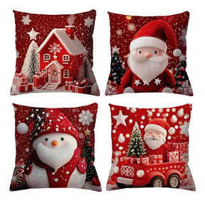 Kit 4 Capas De Almofadas Decorativas Natal Boneco De Neve 20