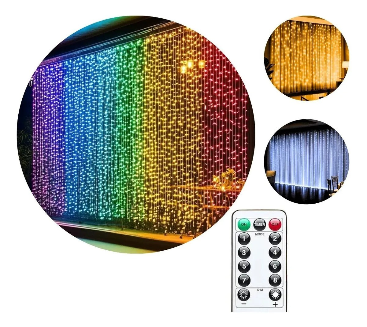 Cortina 3x3m Pisca Pisca 300 Leds Bivolt Decoração De Natal - Colorido