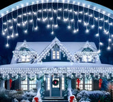 Cascata Pisca Pisca Natal 8 Funções 400 Leds 10m Branco Frio Extensível A Prova D'agua