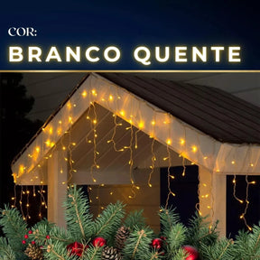 Cascata 400 Led 10m Natal Prova D'água Cor Branco Quente