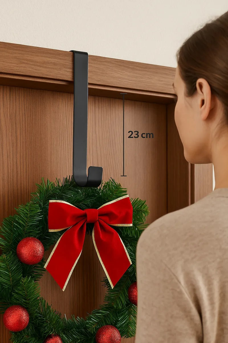 Suporte Porta Para Guirlanda Natal Estilo Gancho 23cm Preto