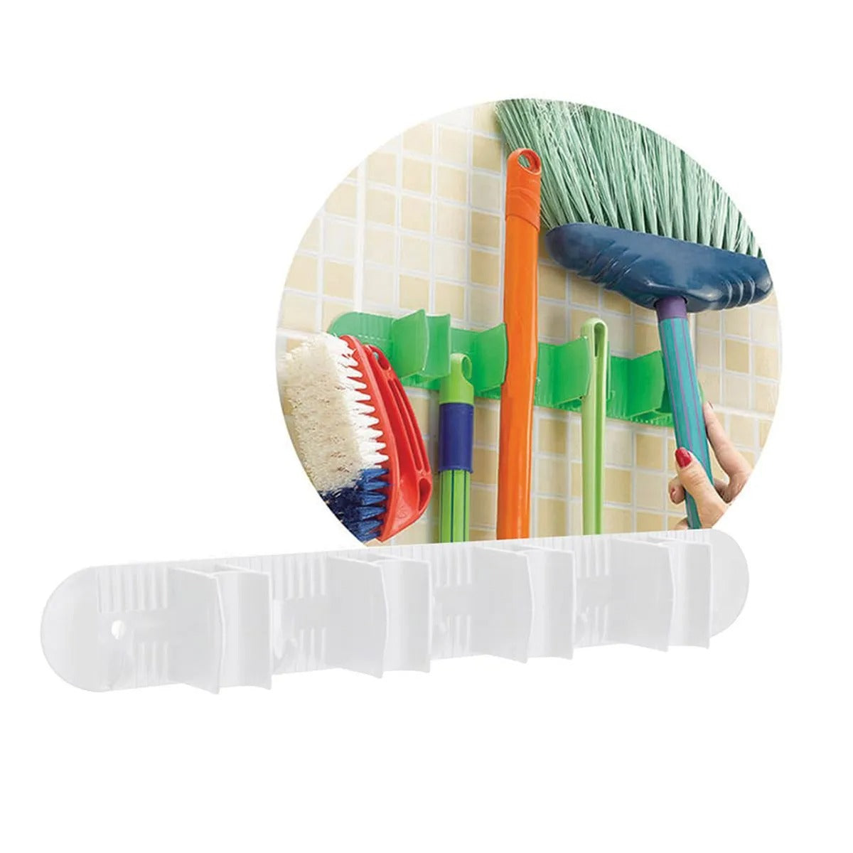 Porta Vassouras Com 4 Encaixes Plástico Branco 34x5x5cm - Nitron