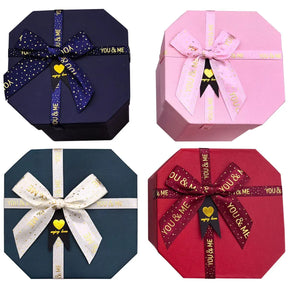 Caixa Presente Oitavada You Me com Laço Papel e Poliéster Sortida 13x12,7cm LM2582 - honeyhome