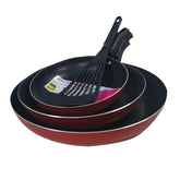 Kit Frigideira em Alumínio Antiaderente com Espatula Vermelho 17/21/25 Marpal