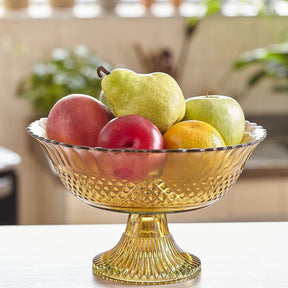 Centro de Mesa Dia Com Pé Vidro Reciclado Translúcido Âmbar 15x24cm - Vitazza