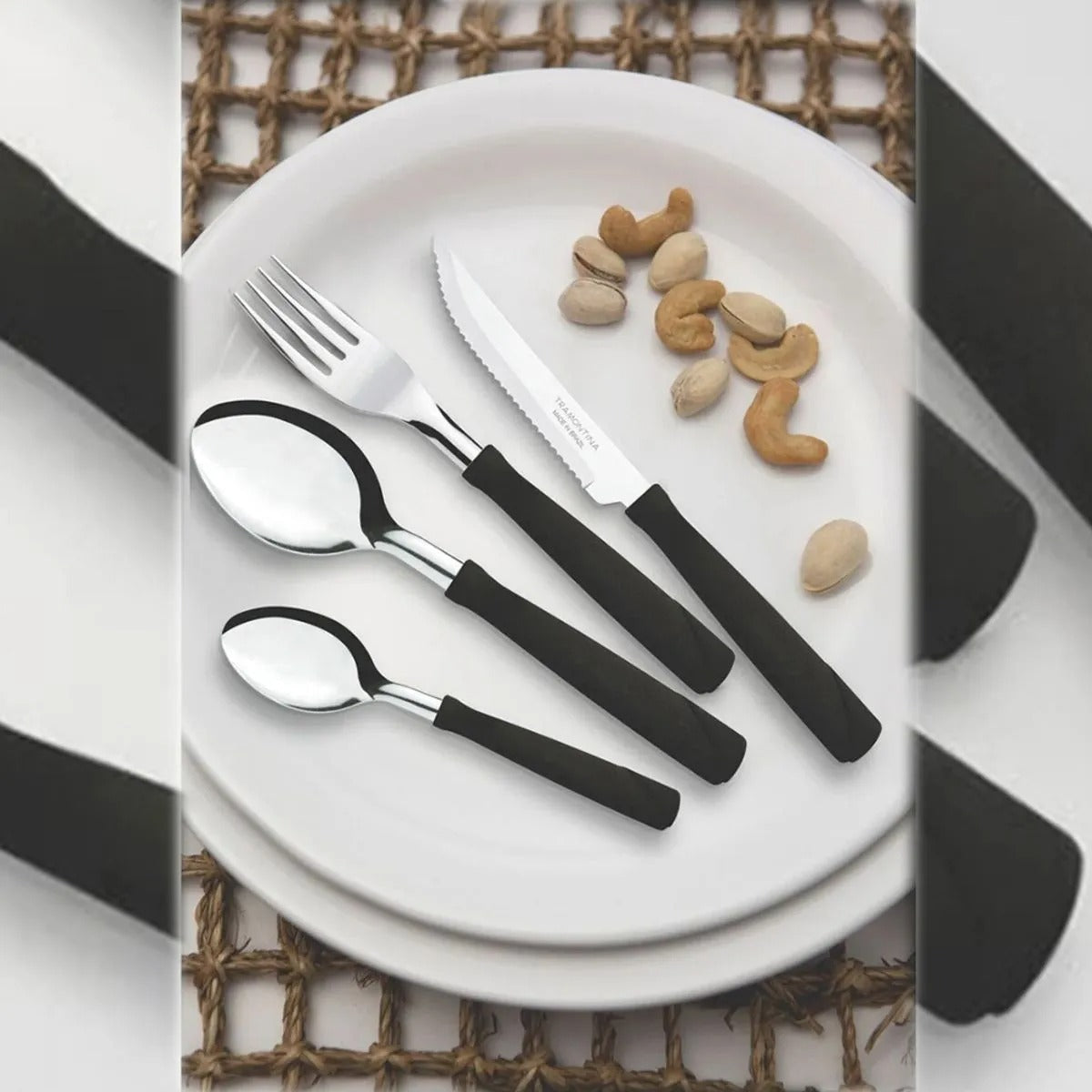 Faqueiro 24 Peças New Kolor Aço Inox Cabos Em Polipropileno Preto 23198093 - Tramontina